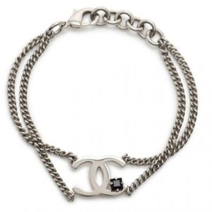 Chanel coco silver bracelet with black stone